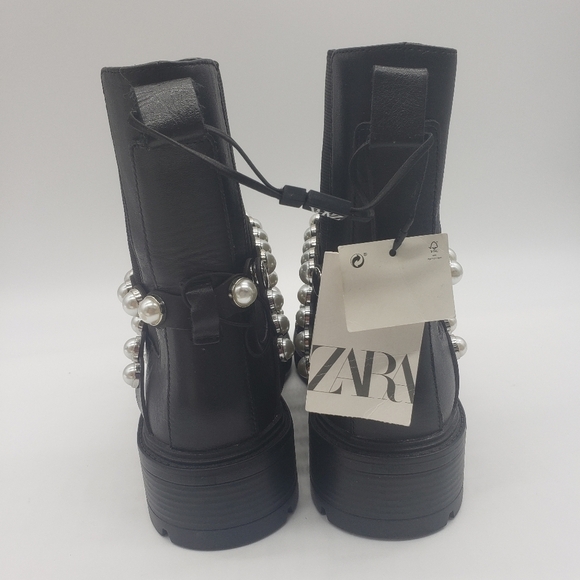 691- Zara Women's Leather Ankle Boots Size 37 EU 6.5 US NWT - Picture 5 of 16